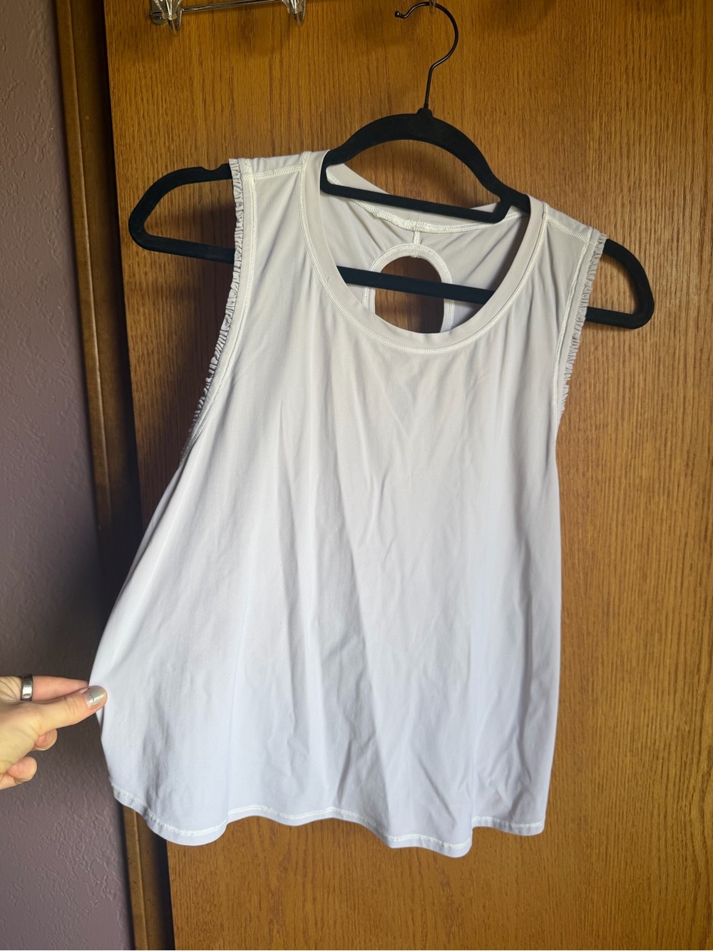White Sleeveless Keyhole Tank Top - Women